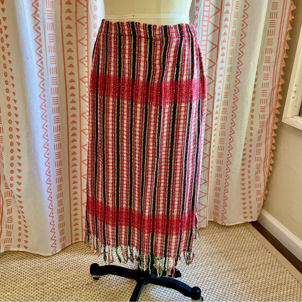 Lobos Del Mar Striped Multicolor Fringe Skirt